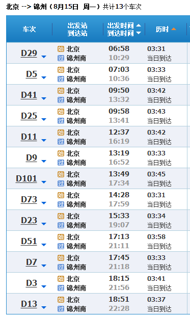 北京至錦州動車